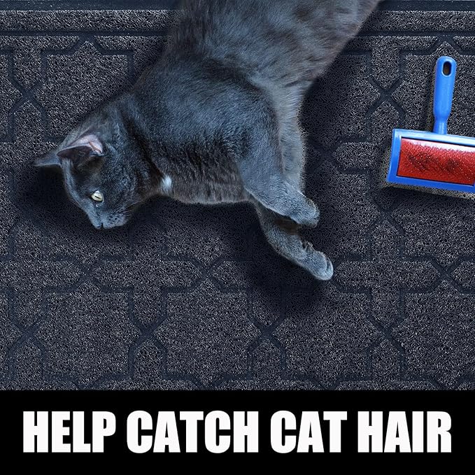 Yimobra Cat Litter Mat, 24"x20" Litter Mat with Litter Lock Mesh, Soft Cat Litter Mat Litter Trapping Mat, Easy to Clean, Non-Slip, Water Resistant, Litter Free Floors, Dark Blue-Mewly Pet