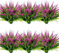 12 Bundles Outdoor Artificial Plants Flowers UV Resistant Fake Grass Plants Tropical Faux Bushes Shrubs for Home Front Porch Outside Planter Garden Landscape Décor