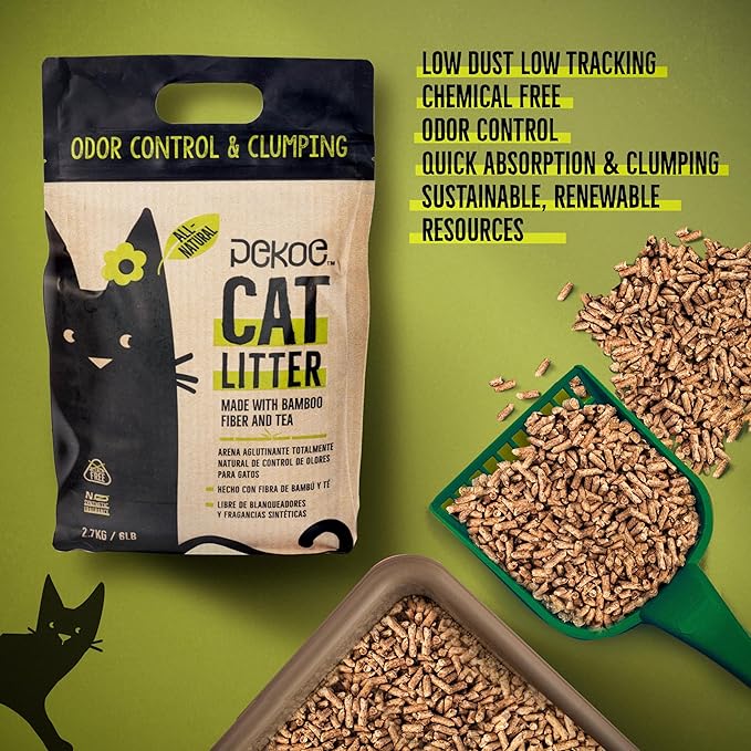 PeKoe All-Natural Odor Control & Clumping Cat Litter with Bamboo and Tea, 6-lb Bag (Pack of 1)-Mewly Pet