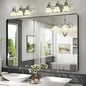 CHAMROR 55x36 Inch Black Metal Framed Bathrrom Mirror for Wall, Black Rounded Rectangle Mirror, Matte Black Bathroom Vanity Mirror, Anti-Rust, Tempered Glass, Hangs Horizontally or Vertically