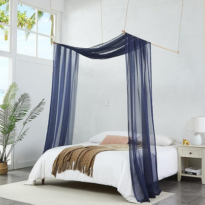 Warm Home Designs Standard Length Navy Blue Sheer Window Scarf. Valance Scarves are 54 X 144 Inches. Great As Wedding Arch Draping Fabric, Bed Canopy Or for Decorative Project. AM Navy 144"
