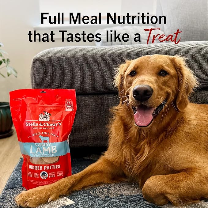 Stella & Chewy's Freeze-Dried Raw Dinner Patties - Dandy Lamb Recipe - High Protein Grain-Free Puppy & Dog Food - Perfect For Picky Eaters - 25 oz-Mewly Pet