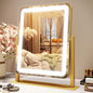 Vanity Mirror with Lights, 12.6"×15" LED Makeup Mirror, Lighted Makeup Mirror with Lights, Smart Touch Control Dimmable 3 Modes Light, Lighted Up Mirror for Makeup Desk, Gold