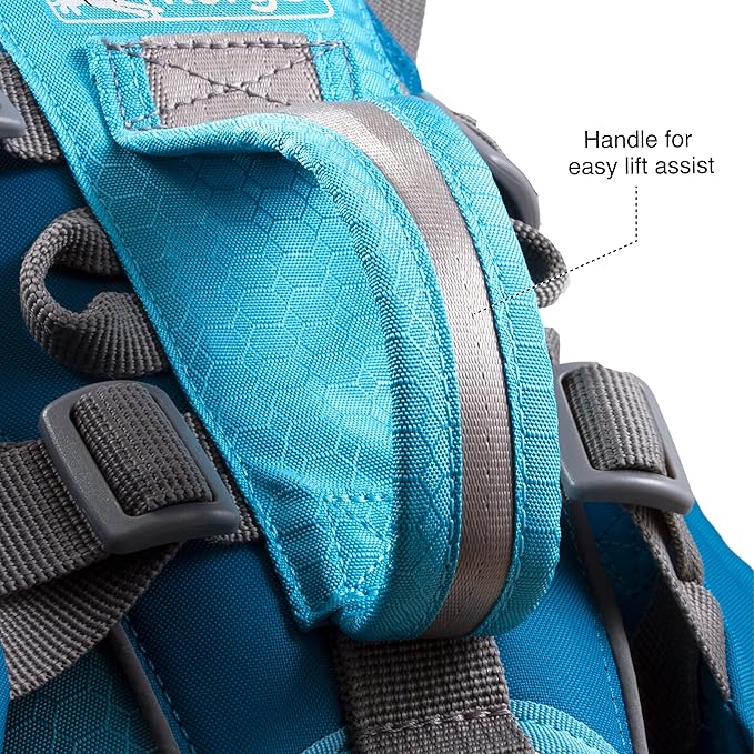 Kurgo Big Baxter Dog Backpack, Dog Saddlebag Pack for Pets, Adjustable Saddlebag for Hiking, Walking, Running, Camping, Coastal Blue-Mewly Pet