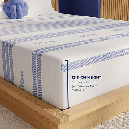 Vibe Gel Memory Foam Mattress, 12-Inch CertiPUR-US Certified Bed-in-a-Box, Full, White