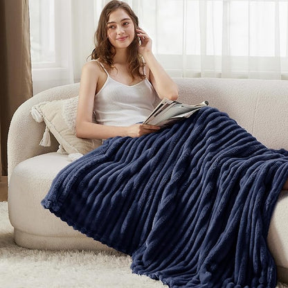 Bedsure GentleSoft Blue Fleece Blanket for Couch - Cozy Soft Blankets for Women, Cute Small Throws for Girls, 50x70 Inches