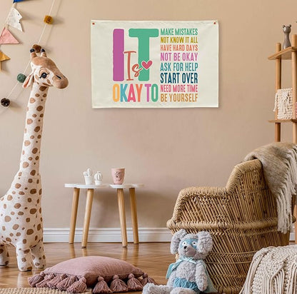 Nursery Banner Wall Decor-Boho Hanging Banner Pennant Poster Flags-for Baby Boy Girl Room Home Playroom Classroom-Baby Present Shower Birthday Christmas-It is Okay to Make-28.5x20 Inches