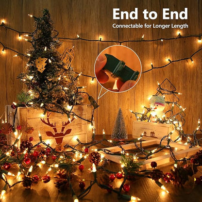 Toodour Clear Christmas Lights, 25ft 100 Count Incandescent Indoor Outdoor String Lights, UL Certified Connectable Green Wire Mini Bulb Light for Home, Party, New Year, Xmas Tree Decor - Warm White