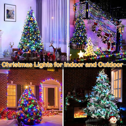 Decute 800LED 272ft Christmas String Lights UL Certified 8 Modes, Waterproof Outdoor Indoor Twinkle Starry Light for Christmas Tree Patio Garden Party Decor, Multicolor