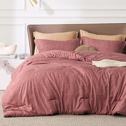 Bedsure King Size Comforter Set - Pink Clay Soft Bedding for All Seasons, Cationic Dyed Bed Set, 3 Pieces, 1 King Size Comforter (104"x90") and 2 Pillow Shams (20"x36"+2")