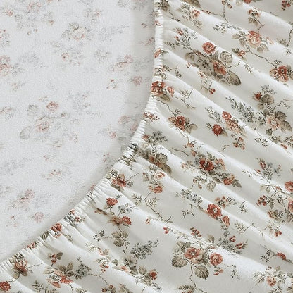 Laura Ashley - Flannel Sheets Full Size, Anti-Pilling & Wrinkle Resistant Cotton, Touchably Soft for All-Season Comfort - Bed Sheets with Matching Pillowcases & Fitted Sheet (Le Fleur Orange)