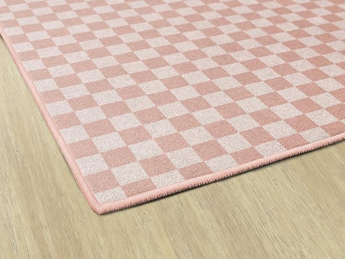 Flagship Carpets Schoolgirl Style Blush Checkerboard Educational Area Rug for Kids Room Seating Décor, Children's Classroom, Play Carpet for Teaching and Playroom, 5' x 7'6", Blush Pink