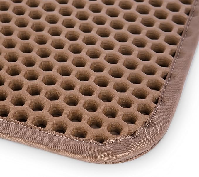 Small Cat Litter Trapper by iPrimio - Litter Mat, EZ Clean Cat Mat, Litter Box Mat Water Proof Layer and Puppy Pad Option. Patented (23"x21" Brown)-Mewly Pet