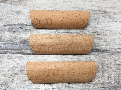 2Pcs Unfinished Wood Solid Furniture Pulls Handles,Unfinished Unpainted Paintable Wooden Handles Cupboard Closet Drawer Handle Pull,Length 3.54",Hole Dis.2.52"