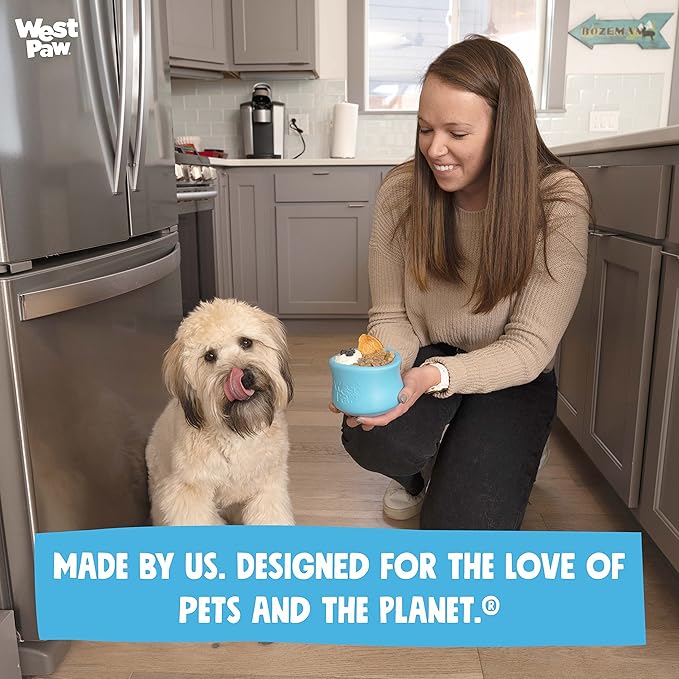 WEST PAW Zogoflex Toppl Treat Dispensing Dog Toy Puzzle – Interactive Chew Toys for Dogs – Dog Toy for Moderate Chewers, Fetch, Catch – Holds Kibble, Treats, X-Large, Tangerine-Mewly Pet