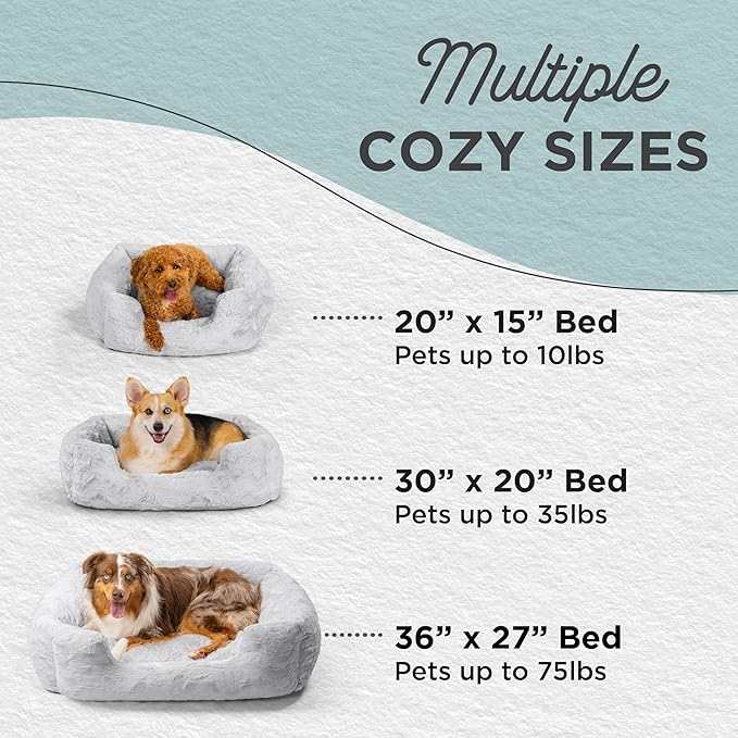 Best Friends by Sheri Lux Lounge Bed Calming Faux Fur Dog Bed, Gray, Medium, 30" x 20"-Mewly Pet