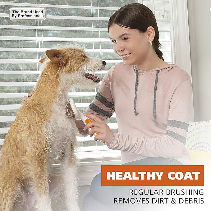 Wahl Premium Patented Dual Level Sensitive Skin Pet Slicker – Ergonomic handle makes Deshedding, Grooming and Brushing Comfortable for you and your Dog or Cat - 858500-Mewly Pet