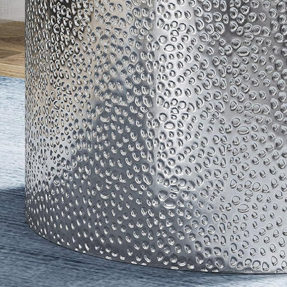Christopher Knight Home Kaylee Modern Round Hammered Iron Accent Table (2 Pack) -Silver 16 in x 16 in x 22.25 in