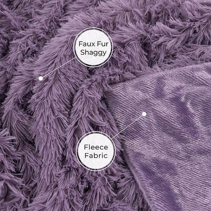 Tuddrom Decorative Extra Soft Faux Fur Blanket Twin Size 70" x 78",Solid Reversible Fuzzy Fluffy Plush Fleece Comfy Microfiber Blanket for Couch Sofa Bed,Patrican Purple