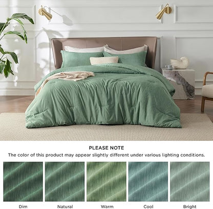 Bedsure Full Comforter Set - Green Soft Bedding for All Seasons, Cationic Dyed Bed Set, 3 Pieces, 1 Full Size Comforter (82"x86") and 2 Pillow Shams (20"x26"+2")