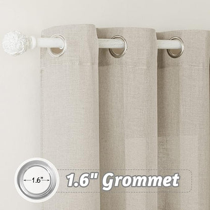 RYB HOME Semi Sheer Linen Curtains 90 inches Long, Semi Transparent Durable Vertical Drapes Country Rustic for Home Office Nursery Kids Room Window Decor, Angora, W 60 x L 90, 1 Pc