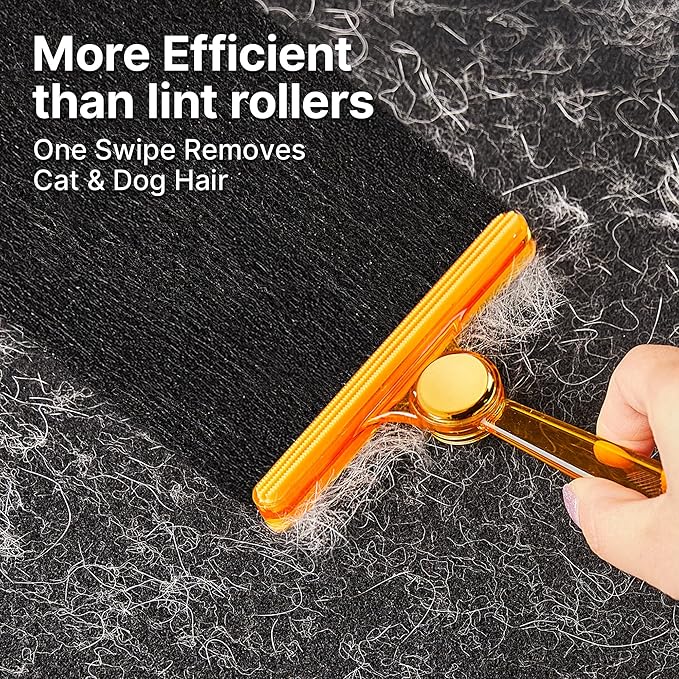 Potaroma Pet Hair Remover Set of 2, Dog Cat Hair Remover, Fur Removal Tool, Portable Carpet Scraper Brush for Carpets, Car Mat Couch, Pet Bed, Furniture Rug-Mewly Pet