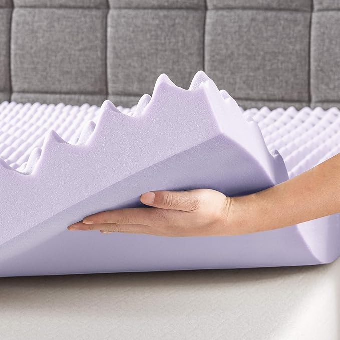 Best Price Mattress 3 Inch Egg Crate Memory Foam Mattress Topper with Soothing Lavender Infusion, CertiPUR-US Certified, Dorm Essentials, Full