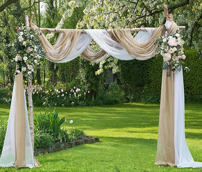 Warm Home Designs 30 Feet Long Sheer Brown Taupe Window Scarf. These XXL Length Valance Window Scarves 54 X 360 Inches in Size. Great as Bed Canopy or Wedding Arch Draping Fabric. AM Taupel 360"