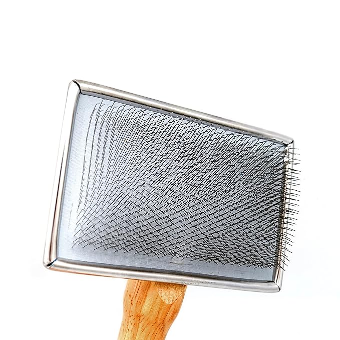 Pet Slicker Brush for Large Dogs, Wooden Handle with Stainless Steel Soft Pins, Gently Remove Tangled, Loose Undercoat and Mats Hair, Pet Grooming Brush Tool (8"), Wool Needle Felting Brush-Mewly Pet