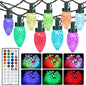 Brizled C9 RGB Christmas Lights, 35FT 54 LED Color Changing Outdoor Christmas Lights, Connectable Halloween Light with Remote, Dimmable Waterproof for Christmas Tree Light Xmas Tree Party Indoor Decor