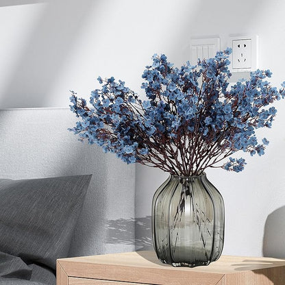 JAKY-Global Babys Breath Silk Artificial Flowers Bulk 12pcs for Fall Decor Fake Flower Bouquet Bulk for Home Kitchen Indoor Bouquet Floral Arrangement Table Centerpieces Party Decor(Blue Ashes)
