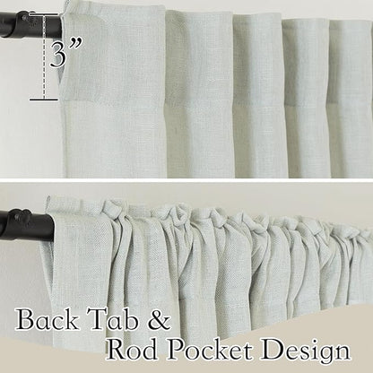 RYB HOME Linen Sheer Curtains for Window Treatments, Light Filtering Privacy Modern Flax Linen Texture Drapes for Dining Room Home Office Bedroom, W 70 x L 84 inches, Sage Green, 2 Panels