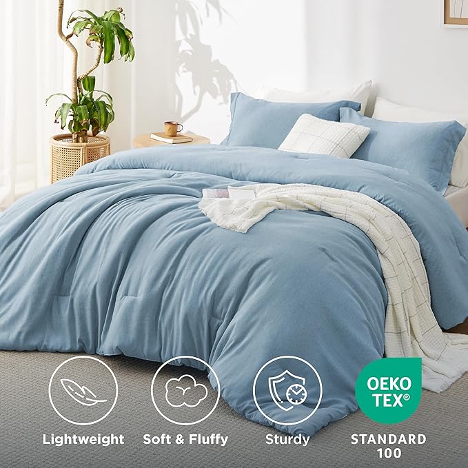 Bedsure Twin/Twin XL Comforter Set - Storm Blue Soft Bedding for All Seasons, Cationic Dyed Bed Set, 2 Pieces, 1 Twin Size Comforter (68"x88") and 1 Pillow Sham (20"x26"+2")