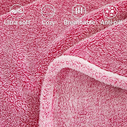 Exclusivo Mezcla Plush Fuzzy Fleece Throw Blanket Extra Large, Super Soft, Fluffy and Warm Blankets for Couch, Bed, Suitable for All Seasons (50x70 Inches, Mixed Hot Pink)