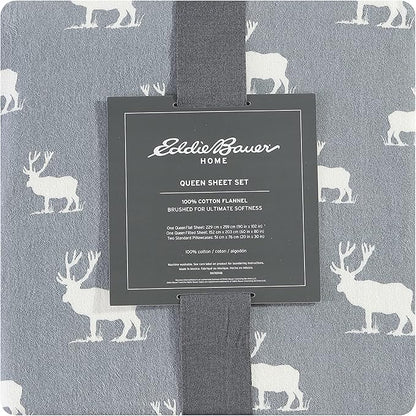 Eddie Bauer - Full Sheets, Cotton Flannel Bedding Set, Brushed For Extra Softness, Cozy Home Decor (Elk Grove, Full)