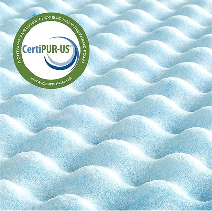 ZINUS 1.5 Inch Swirl Gel Cooling Memory Foam Mattress Topper, Cooling Airflow Design, CertiPUR-US Certified, Full, Light Blue