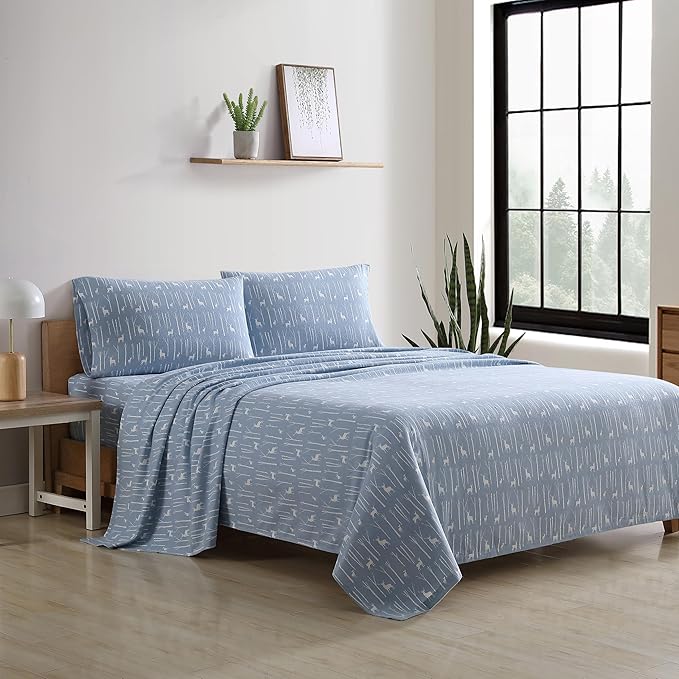 Eddie Bauer - Full Sheets, Cotton Flannel Bedding Set, Brushed For Extra Softness, Cozy Home Decor (Birch Forest, Full)