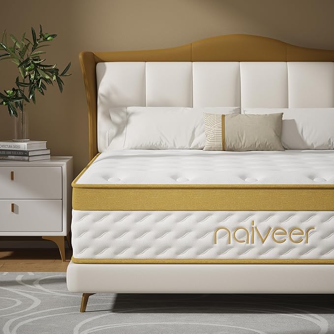 Cooling Gel Memory Foam Hybrid Mattress, 12 Inch King Size Mattress in A Box with Pocket Springs for Back Pain & Pressure Relief, Medium Firm Feeling with CertiPUR-US Certified Foam