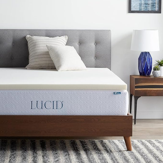 LUCID 2 Inch Traditional Foam Mattress Topper - Hypoallergenic - Ventilated - Conforming Support - Twin