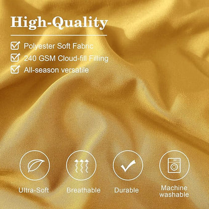 Monbix Queen Comforter Set - 7 Pieces Bright Yellow Bed in a Bag Queen Bedding Sets with Comforters, All Seasons Down Alternative Comforter Bed Set with Sheets,Pillowcases & Shams