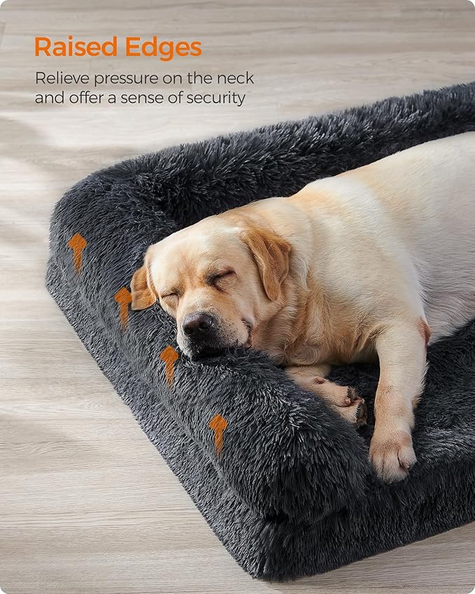 Feandrea Dog Bed, Orthopaedic Dog Sofa Bed for Medium and Large Dogs, Waterproof Ped Bed with Removable Washable Cover, 42 x 31.5 x 9 Inches, Dark Gray UPGW233G02-Mewly Pet