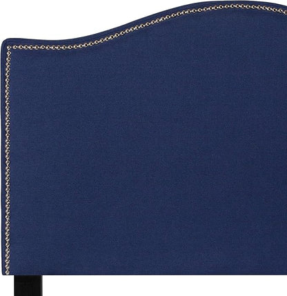 Flash Furniture Lexington Upholstered Twin Size Headboard with Accent Nail Trim in Navy Fabric