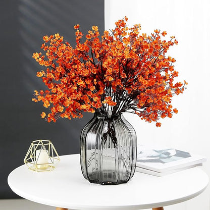 JAKY-Global Babys Breath Orange Silk Artificial Flowers 20 Bundle European Fake Silk Plants Decor Wedding Party Decoration Bouquets Real Touch DIY Home Garden (Orange 20pcs)