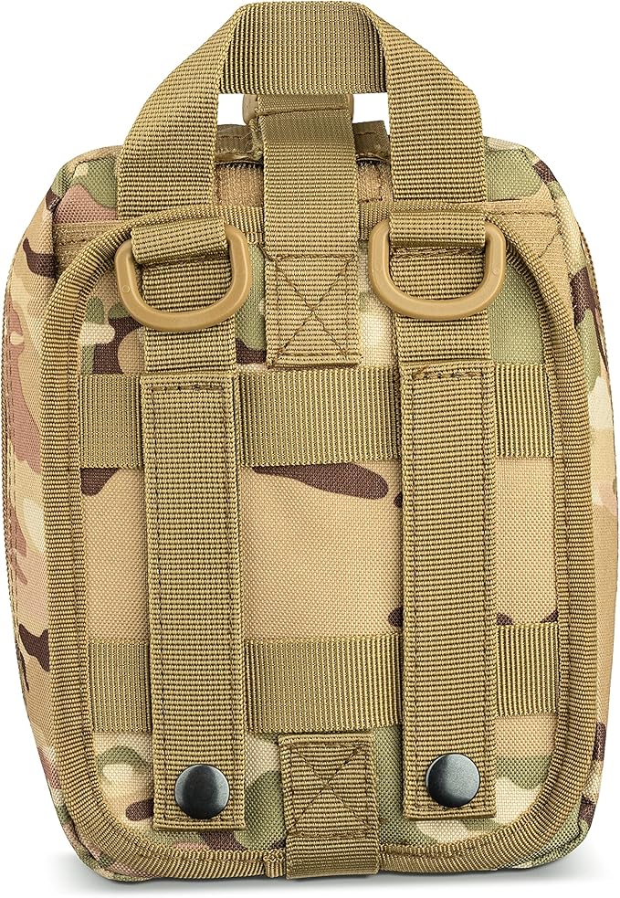 Scherber Premium IFAK Kit Trauma Pack Fully Stocked MOLLE Pouch w/CAT Tourniquet, HyFin Vent Chest Seal, & Israeli Bandage Trauma Kit for Emergency, Gunshot, Bleeding, & Major Wound Care (Camouflage)-Mewly Pet