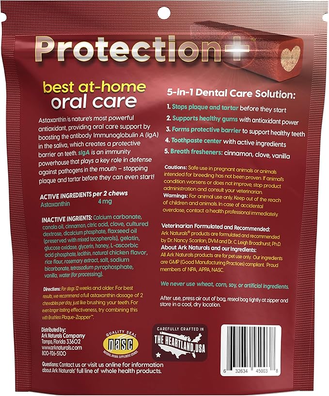Ark Naturals Protection+ Brushless Toothpaste – Large Breeds, 18oz Bag – Dog Dental Chew with Toothpaste Center – Prevent Plaque & Tartar and Freshen Breath with Dental Chews for Dogs-Mewly Pet