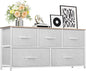 YITAHOME Wide Chest of Drawers, Dresser with 5 Drawers, Light Grey Fabric Storage Tower, Dresser for Bedroom with 5 Drawers, Living Room, Closets - Sturdy Steel Frame, Wooden Top