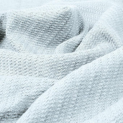 COTTON CRAFT Soft Cotton Thermal Blanket - Plush Herringbone Twill- All Season Luxurious Breathable Skin Friendly Lightweight Cooling Throw Blanket -Sofa Couch Travel Camping Dorm- Full Queen Sky Blue