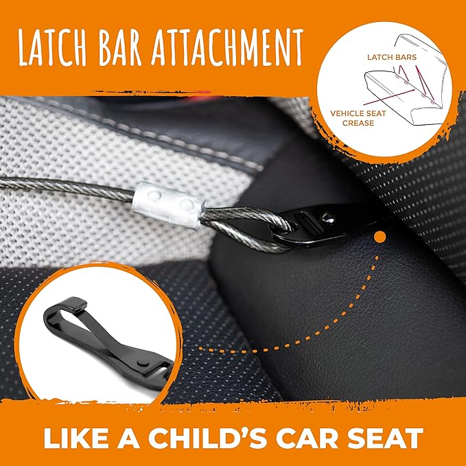 Mighty Paw Dog Seat Belt Vehicle - Chew-Proof Dog Belt - Great for Teething Puppies - Latch Bar Attachment Like Child's Car Seat - Aviation Aluminum Carabiner - Strong Enough for Climbers - 850+ LB-Mewly Pet