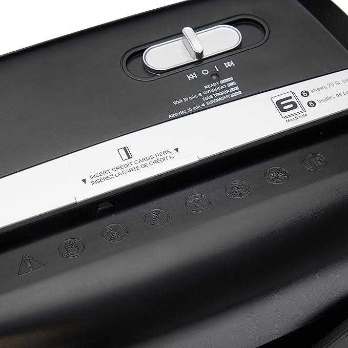 Amazon Basics 6 Sheet Cross Cut Paper and Credit Card Home Office Shredder with 3.8 Gallon Bin, Black-Mewly Pet