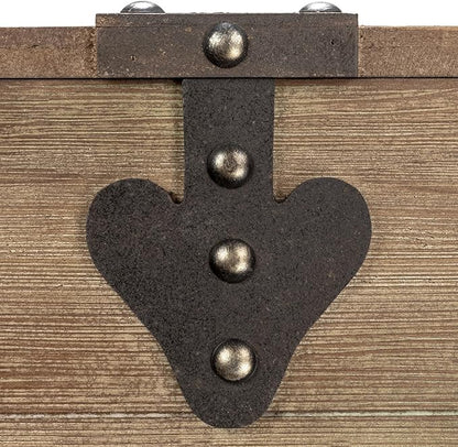 Household Essentials Antiqued Decorative Trunk, Large, Chinese Fir Panel and MDF, Smooth Backing and Metal Hinge Accent, Flat Top and Stay-Open Lid